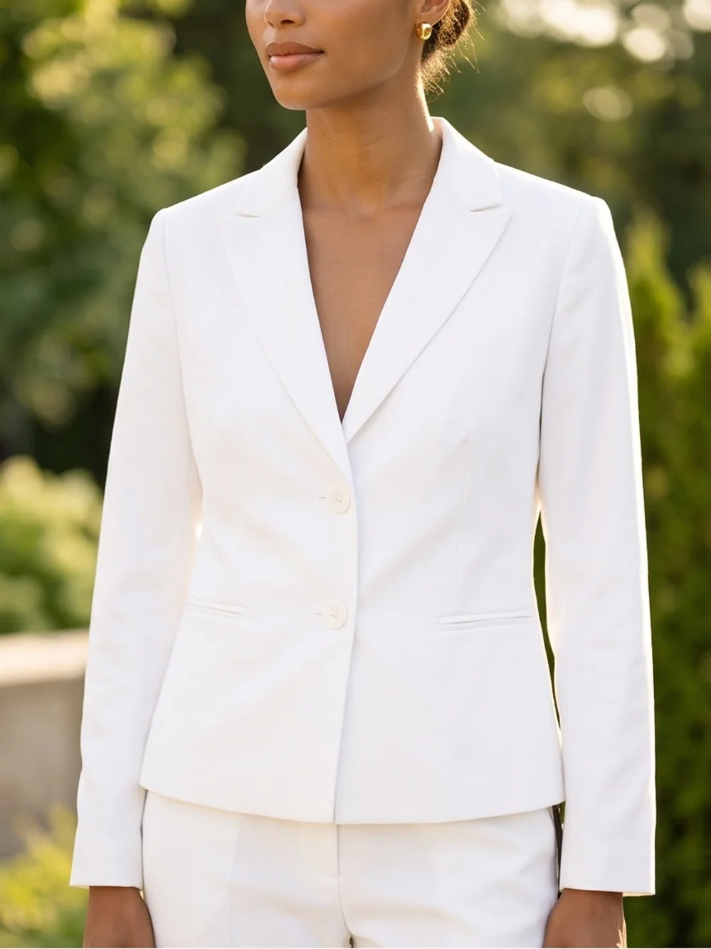 Le Suit Women's White Tailored Pantsuit